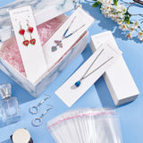 100Pcs Rectangle Paper Jewelry Display Cards for Necklaces & Earrings Storage, with 100Pcs Plastic Film Cellophane Bags, White, Cards: 20.5x6x0.045cm, Hole: 1.8mm and 2.5mm, Bags: 24.2x7.05x0.02cm