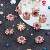 1-Hole Zinc Alloy Shank Buttons, with Rhinestone, Flower Button, Colorful, 21.5x10mm, Hole: 2mm, 10pcs/box