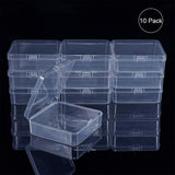 Transparent Plastic Bead Containers, Cuboid, Clear, 82x82x27mm, 10pcs/set