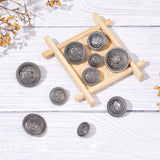 40Pcs 5 Style 4-Hole Brass Buttons, for Sewing Crafting, Half Round with Flower, Gunmetal, 14~24.5x9~14mm, Hole: 1.8~2x2~3mm, 5 style, 8pcs/style, 40pcs
