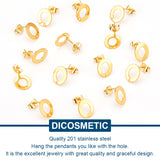 60Pcs 201 Stainless Steel Stud Earring Findings, with Ear Nuts and 304 Stainless Steel Pins, Donut with Hole, Golden, 11x9.5mm, Hole: 1.2mm, Pin: 0.7mm