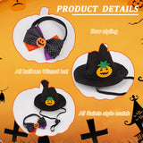 Polyester Pet Hat & Ties, Halloween Theme Pumpkin Pattern Pet Costumes, with Plastic Findings, Black, 140x130mm