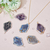 2 sets 6 Styles Resin Big Pendants Set, with Copper Wire Wrapped, Imitation Gemstone, Rhombus with Tree of Life, Golden & Silver, 66~68x42.5~43x7.5mm, Hole: 5.5mm, 1pc/style, 3pcs/set