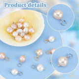 20Pcs 2 Colors Natural Cultured Freshwater Pearl Pendants, Nuggets Charms, with 304 Stainless Steel Jump Rings, Golden & Stainless Steel Color, 16~17mm, Hole: 3.4mm, 10pcs/color