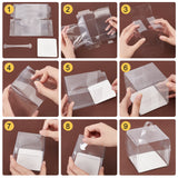 Foldable Transparent Plastic Single Cake Gift Packing Box, Bakery Cake Cupcake Box Container, with Handle and Paper, Square, Clear, Finish Product: 13x13x11cm