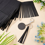 2 Meters PU Imitation Leather Tassels Trimming, for Costume Accessories, Black, 100~105x0.5mm