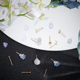 200Pcs 304 Stainless Steel Stud Earring Findings, Flat Round Earring Settings, with 200Pcs Plastic Ear Nuts, Real 18K Gold Plated, 12x4mm, Pin: 0.8mm