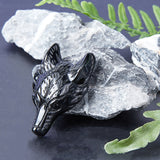 Natural Obsidian Pendants, Wolf Head, 37~42x25~30x10~13mm, Hole: 2mm, 1pc/set