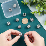 10Pcs 304 Stainless Steel Beads, Hollow, Column with Skull, Large Hole Beads, Stainless Steel Color, 13x14mm, Hole: 9mm