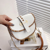 DIY Women's Crossbody Bag Kits, Sew on Horseshoe Shaped Handbag wih Magnetic Clasp, Beige, 1.95~49x1.8~20.2x0.3~1.7cm