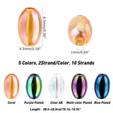 10 Strands 2 Style Electroplate Glass Beads Strands, Oval, Mixed Color, 6.5x4.5mm, Hole: 1mm