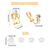 16Pcs 2 Style Brass Clip-on Earring Findings, with Crystal Rhinestone, with Loop, with 16Pcs Silicone Pads, Platinum & Golden, Earring Findings: 7~7.5x14~15x5~6mm, Hole: 1.5mm, 8Pcs/style