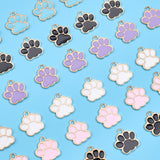 80Pcs 5 Colors Alloy Enamel Pendants, Cadmium Free & Lead Free, Dog Paw Prints, Mixed Color, 17.5x16x1.5mm, Hole: 2mm, 16pcs/color