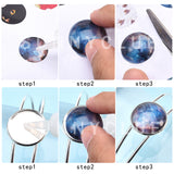 DIY Brass Bangle Makings, Bangle Blanks, with Transparent Clear Glass Cabochons, Mixed Color, Bangle: 8pcs/set, Glass Cabochons: 8pcs/set