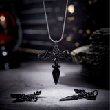 30Pcs Gothic Style Alloy Pendents, Sword with Wing, Electrophoresis Black, 44x34.5x3mm, Hole: 4mm