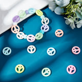120Pcs Opaque Acrylic Beads, Peace Sign, Mixed Color, 16x3mm, Hole: 2mm