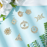 16Pcs 8 Style 304 Stainless Steel Pendants, Mixed Shapes, Real 18K Gold Plated, 19~27x24~35x1~2mm, Hole: 1.2~1.5mm, 2pcs/style