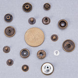 1Box Mixed Metal Jewelry Snap Fastener, with Glass Cabochons, Flat Round, Mixed Color, 50set/box, 15mm