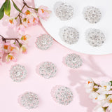10Pcs 2 Style Crystal Rhinestone Flower Brooch Pin, Alloy Badge for Clothes Suits Jacket, Silver, 30.5x8.5~32.5x8.5mm, Pin: 0.5mm, 5Pcs/style