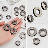 18Pcs 3 Style Alloy Grommet Eyelet Findings, Screw Together Grommet Ring, for Bag Making, Gunmetal, 2.1~3x0.5~0.7cm, Hole: 10.5~16mm, 6pcs/style