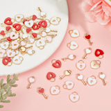 Alloy Enamel Pendants, Heart Key & Lock, Light Gold, Mixed Color, 60pcs/box