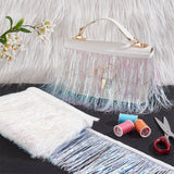 Polyester Tinsel Tassel Trimming, Tinsel Fringe, for Costume Accessories, Christmas Light Decoration, Clear AB, 150x1mm, 10m/card