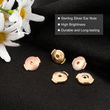 2 Pairs 2 Colors Sterling Silver Ear Nuts, Earring Backs, Mixed Color, 6x7x1.5mm, Hole: 1.2mm, 1pair/color