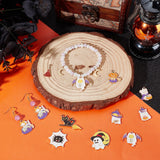24Pcs 12 Style Halloween Theme Alloy Enamel Pendants, Pumpkin Jack-O'-Lantern & Haunted House & Ghost, Mixed Color, 19.5~32x11~34x1~2mm, Hole: 1.4~2mm, 2pcs/style