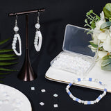 250Pcs 2-Hole Opaque Glass Seed Beads, AB Colours, Rectangle, White, 5x4.5~5.5x2~2.5mm, Hole: 0.5~0.8mm