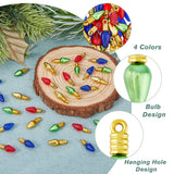 120Pcs 4 Style Plastic Pendants, Bulb Charm, Mixed Color, 17x6mm, Hole: 1.5mm, 30pcs/style