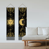 Polyester Wall Hanging Tapestry, for Bedroom Living Room Decoration, Rectangle, Sun, 1160x330mm, 2pcs/set