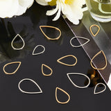 36Pcs 6 Style 304 Stainless Steel Linking Rings, Laser Cut, Teardrop, Golden & Stainless Steel Color, 15~25x10~17x0.8~1mm, 6pcs/style