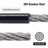Tiger Tail Wire, Coated PVC Plastic, 304 Stainless Steel Wire, for Jewelry Making, Black, 12 Gauge, 2mm, about 40m/roll