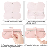 3Pcs Portable PU Imitation Leather Glasses Bag, with Aluminum Spring Gate Ring & Snap Button, for Eyeglass, Sun Glasses Protector, Eye Shaped, with 3Pcs Suede Polishing Cloth, Mixed Color, Glasses Case: 125x159x13mm, Polishing Cloth: 95x75x2mm