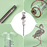 7 Inch Flamingo Spiral Rain Gauge Set, Garden Stakes, including Glass Test Tube, Iron Holder, Insert Bar, Red Copper, Finished: 73x62x420mm