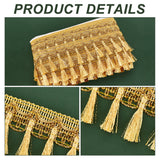 Filigree Corrugated Lace Ribbon, with Tassel, for Clothing Accessories, Gold, 2-1/8 inch(55mm), about 21.87 Yards(20m)/Card