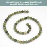 2 Strands Natural Chinese Green Jade Beads Strands, TaiWan Jade, Round, 6mm, Hole: 1mm, about 58~60pcs/strand, 15 inch(38.1cm)