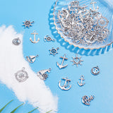 Tibetan Style Alloy Pendants, Anchor & Helm, Lead Free & Cadmium Free, Nautical Theme, Antique Silver, 56pcs/box