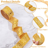 Ethnic Embroidery Polyester Flat Ribbons, Jacquard Ribbon, Floral Pattern, Gold, 1-1/4 inch(33mm), about 7.66 Yards(7m)/Bundle