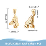 8pcs 2 Colors 304 Stainless Steel Pendants, Roller Skate, Golden & Stainless Steel Color, 19x14.5x6.5mm, Hole: 7.5x3.5mm, 4pcs/color