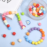 18 Style Food Grade Eco-Friendly Silicone Beads, Chewing Beads For Teethers, DIY Nursing Necklaces Making, Octagon & Round & Rainbow, Mixed Color, 14~18x14~25x9~15mm, Hole: 2~3mm, 66pcs/box