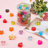 Transparent Resin Pendants, with Platinum Tone Iron Loop, Heart, Mixed Color, 16.5x17x9.5mm, Hole: 1.8mm, 10 colors, 8pcs/color, 80pcs/bag