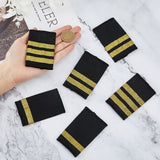 3Pairs 3 Styles Stripe Pattern Polyester Epaulettes, Shoulder Badge, Black & Gold, Mixed Shapes, 80x50x2mm, Inner Diameter: 48mm, 1pair/style