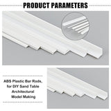 6 Sets 6 Style ABS Plastic Bar Rods, for DIY Sand Table Architectural Model Making, White, 250x2~5x1~3mm, 1set/style