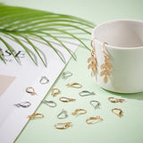 48Pcs 2 Colors Brass Earring Hooks, with Horizontal Loop, Platinum & Light Gold, 16x9x1.5mm, Hole: 1.5mm, Pin: 0.8mm, 24pcs/color