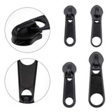 32Pcs 4 Style Zinc Alloy & Plastic Zipper Slider, Garment Accessories, Oval, Black, 3.4~4.3x1~1.25x0.8~1.1cm, 8pcs/style