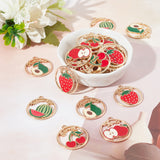 30Pcs 5 Style Alloy Enamel Pendants, Ring, Light Gold, Mixed Color, 31x28x1.5mm, Hole: 1.8mm, 6pcs/style