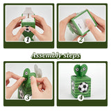 50Pcs Square Football Print Paper Boxes, Portable Gift Boxes, for Wedding Candy Boxes, Green, 5.5x5.5x10.5cm