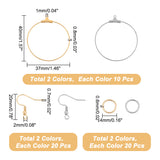 DIY Open Round Drop Earring Making Kit, Including Vacuum Plating 304 Stainless Steel Pendants & Earring Hooks & Jump Rings, Golden & Stainless Steel Color, 100pcs/box