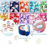 250pcs 10 Colors Handmade Polymer Clay Beads, Rainbow, Mixed Color, 6~9x8~11x4mm, Hole: 1.6mm, 25pcs/color